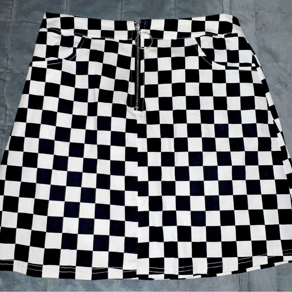 Black and White Checkered Skirt
